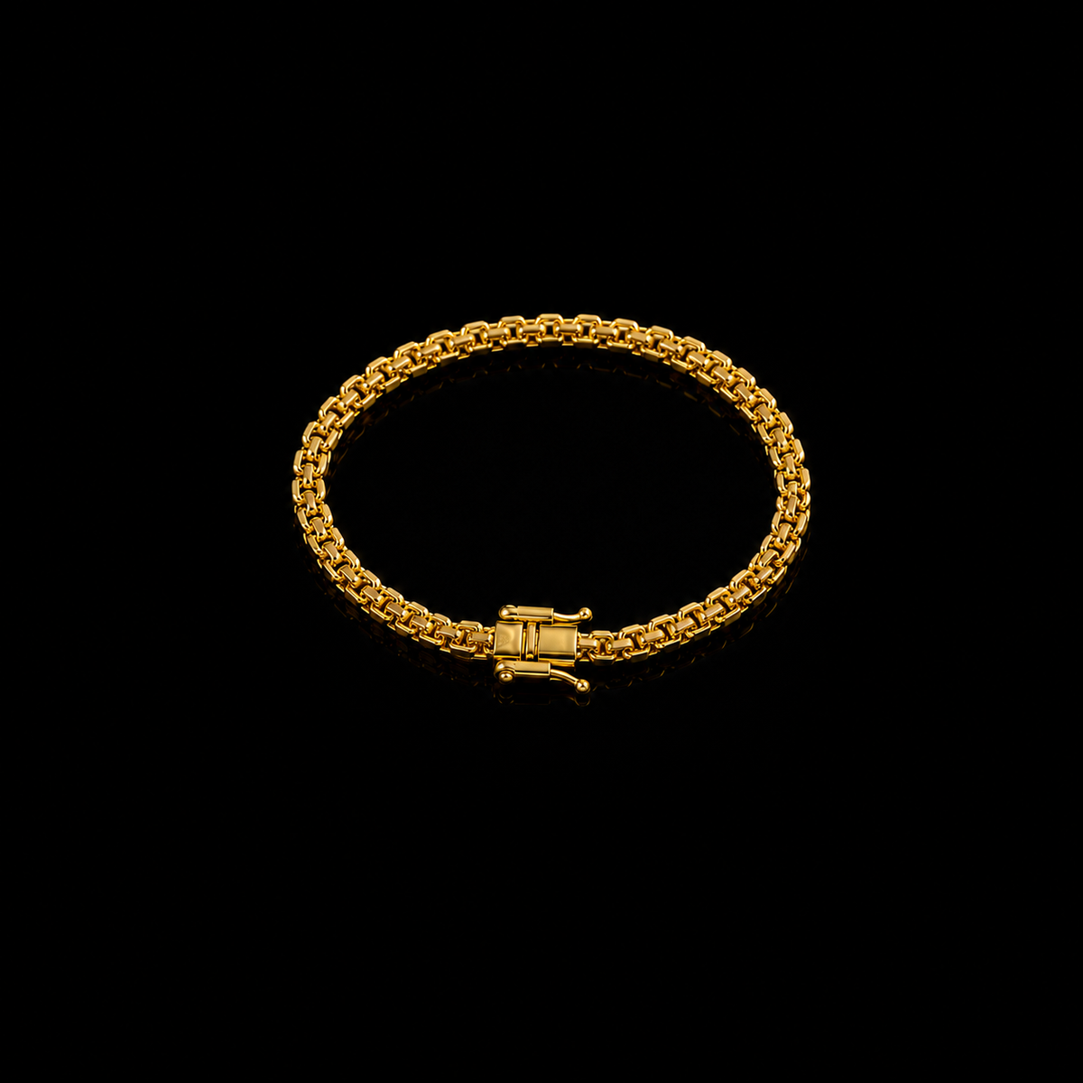 Pulseira Cadeado Duplo 4mm - Banhado a Ouro 18K