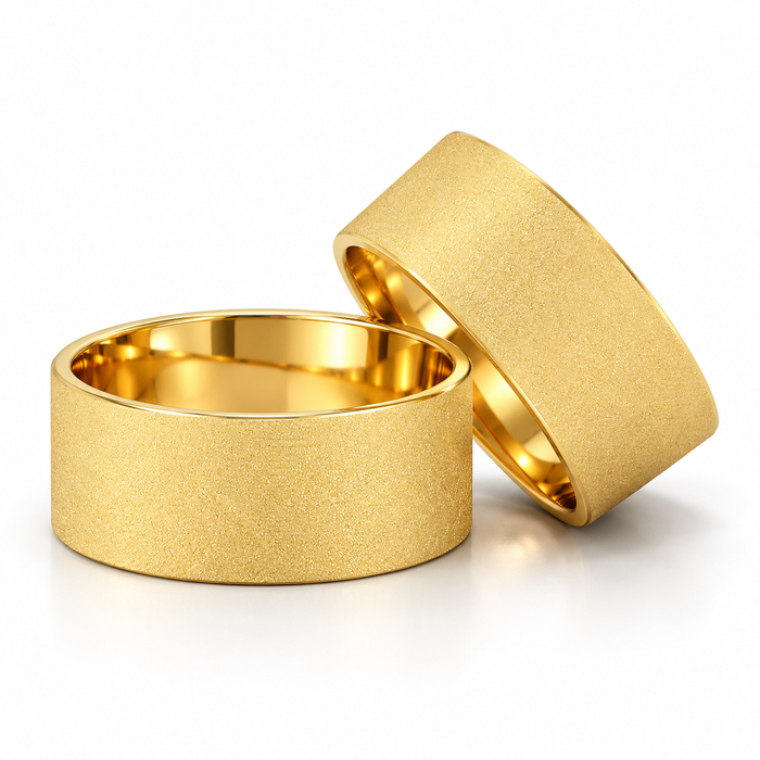 Alianças Casamento Ouro 18K - 10mm Quadrada Diamantada