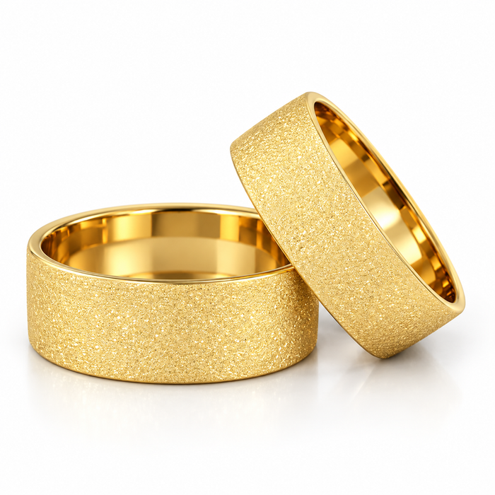 Alianças Casamento Ouro 18K - 7mm Quadrada Diamantada