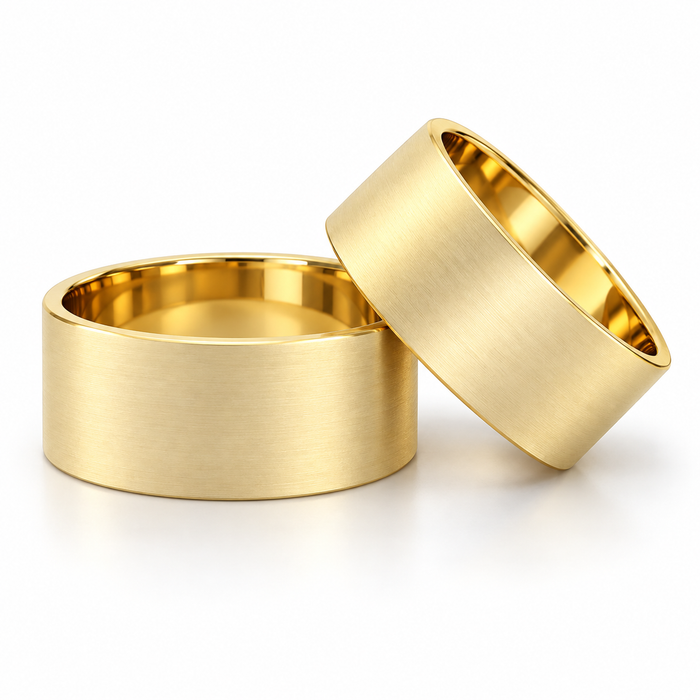 Alianças Casamento Ouro 18K - 10mm Quadrada Fosca