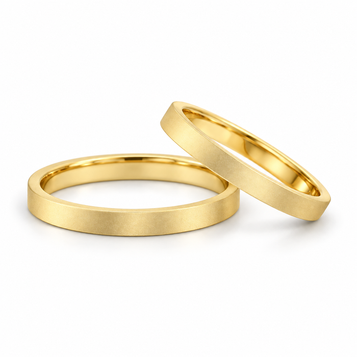 Alianças Casamento Ouro 18K - 2mm Quadrada Fosca