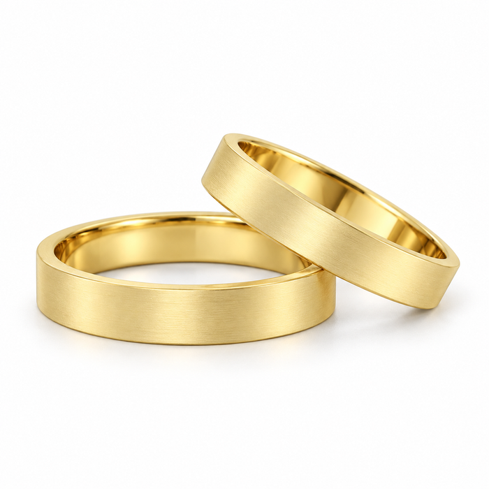 Alianças Casamento Ouro 18K - 3mm Quadrada Fosca