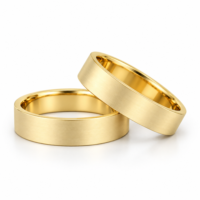 Alianças Casamento Ouro 18K - 4mm Quadrada Fosca