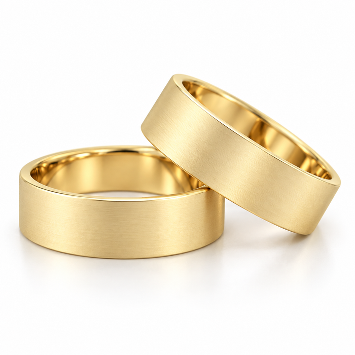 Alianças Casamento Ouro 18K - 5mm Quadrada Fosca