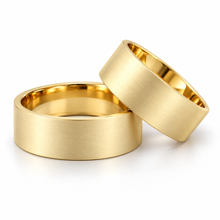 Alianças Casamento Ouro 18K - 7mm Quadrada Fosca