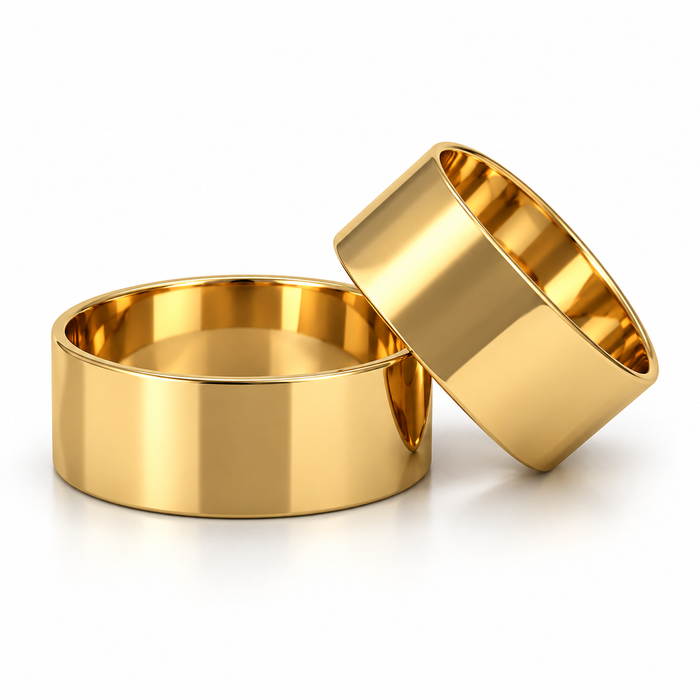 Alianças Casamento Ouro 18K - 10mm Quadrada Polida