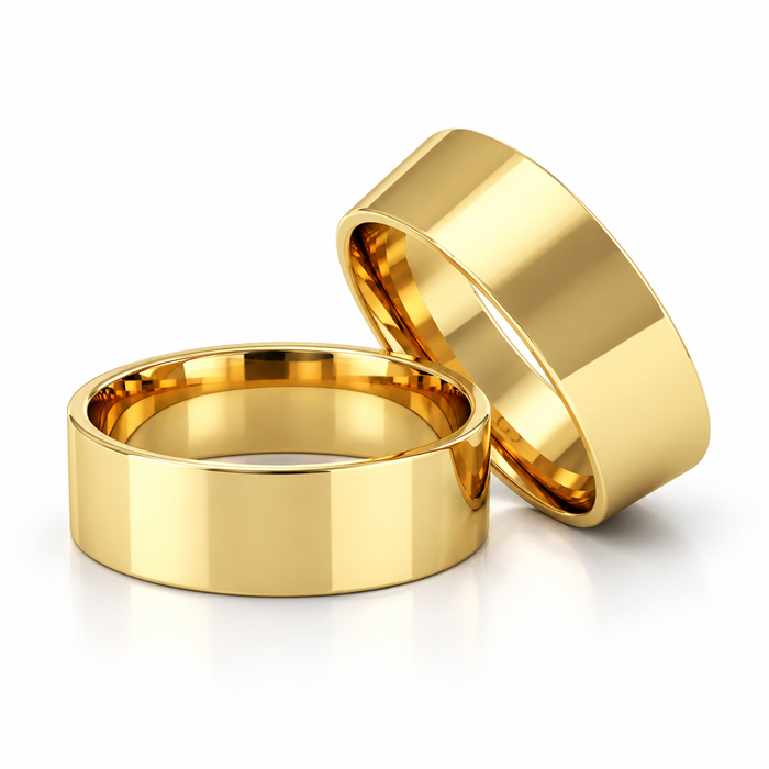 Alianças Casamento Ouro 18K - 6mm Quadrada Polida