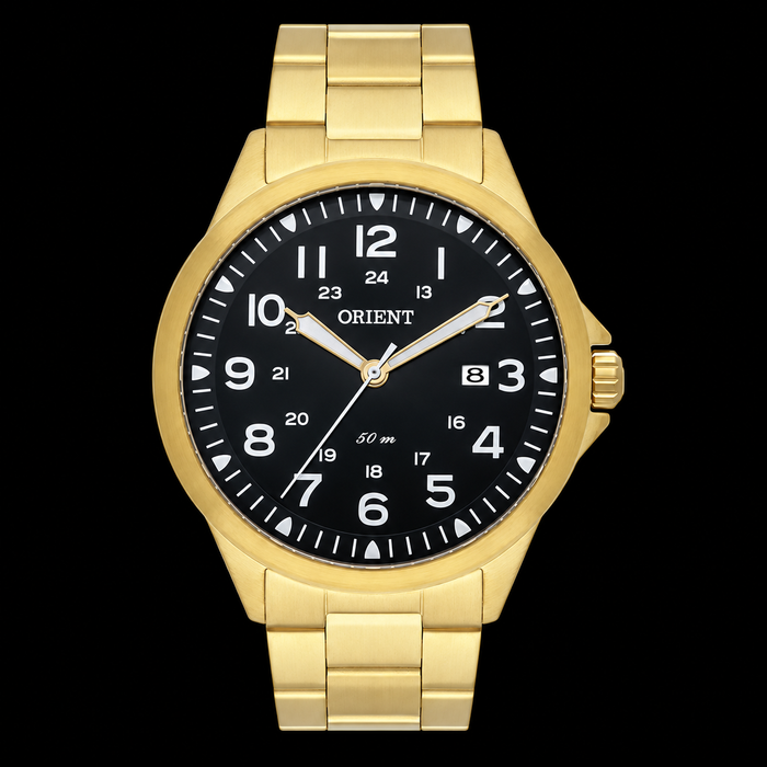 Relógio Orient Dourado Fundo Preto