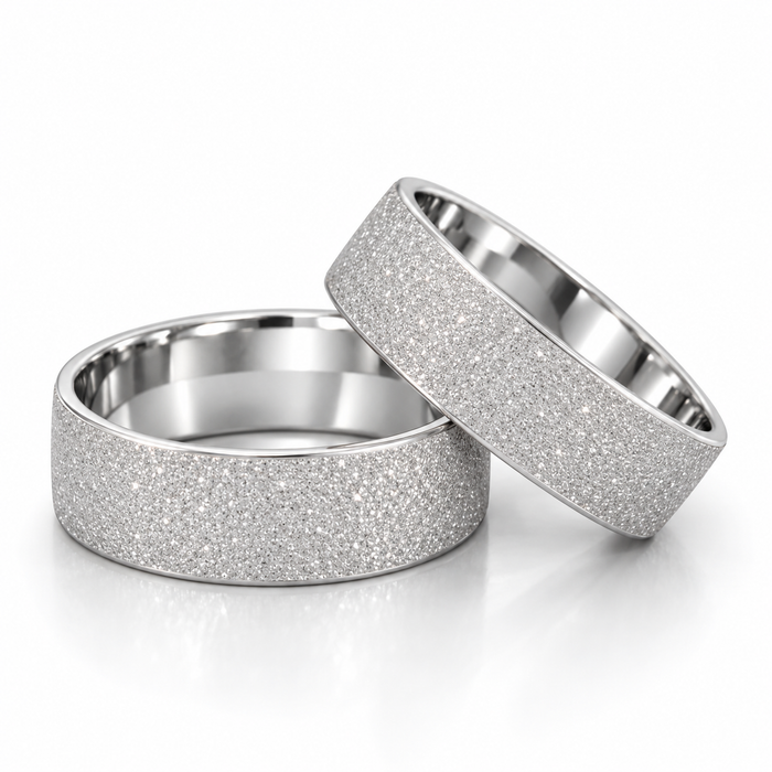 Alianças Namoro Prata 925 - 6mm Reta Diamantada