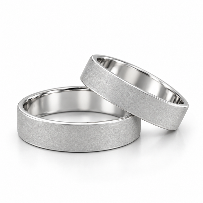 Alianças Namoro Prata 925 - 4mm Reta Diamantada