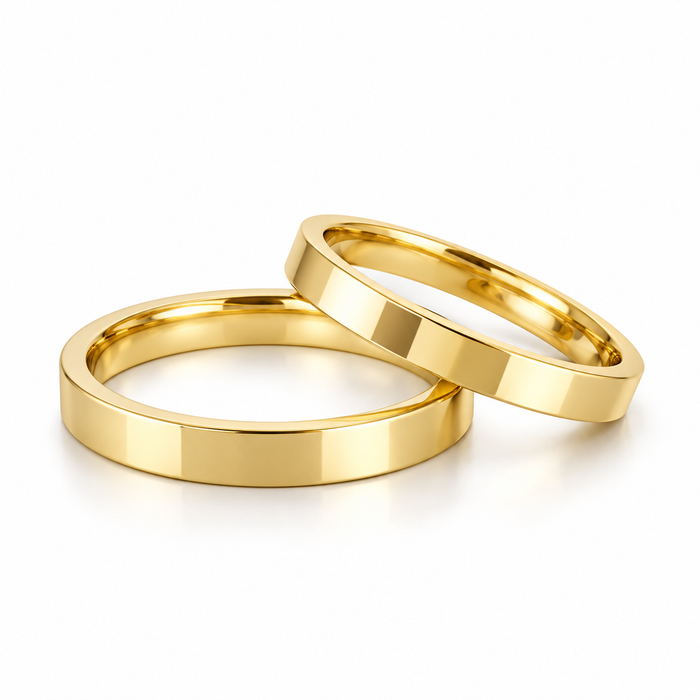 Alianças Casamento Ouro 18K - 2mm Quadrada Polida