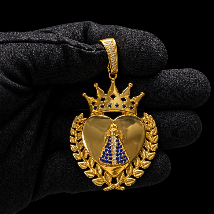 Medalha Coração Nossa Senhora - Banhada a Ouro 18K