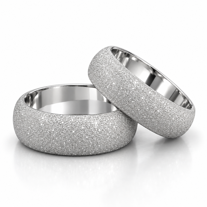 Alianças Namoro Prata 925 - 6mm Meia Cana Diamantada