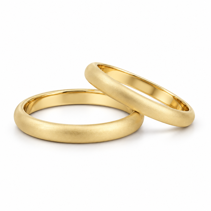 Alianças Casamento Ouro 18K - 2mm Meia Cana Fosca