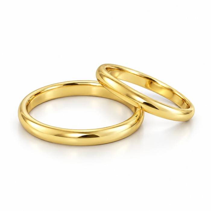 Alianças Casamento Ouro 18K - 2mm Meia Cana Polida