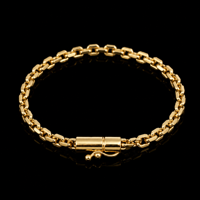 Pulseira Cadeado 6mm - Banhada a Ouro 18k