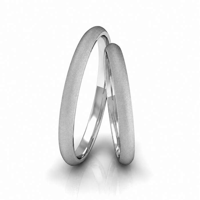 Par de alianças de prata 925 redonda diamantada 2mm