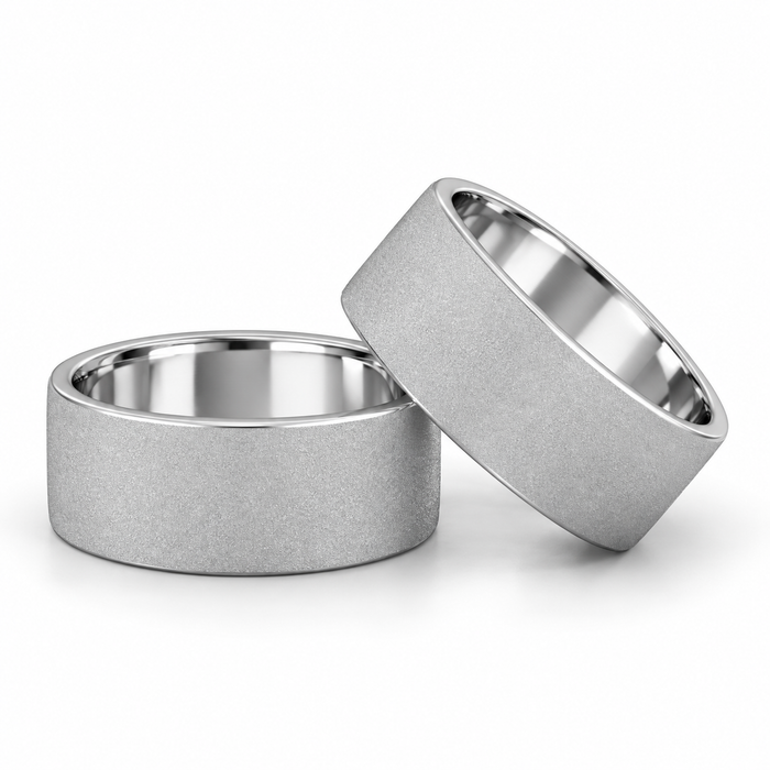 Alianças Namoro Prata 925 - 8mm Reta Diamantada